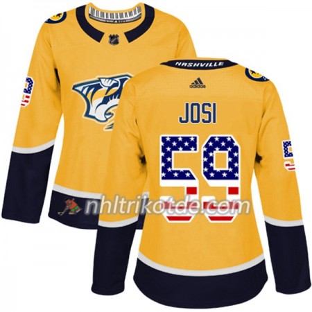 Nashville Predators Trikot Roman Josi 59 Adidas 2017-2018 Gold USA Flag Fashion Authentic - Dame